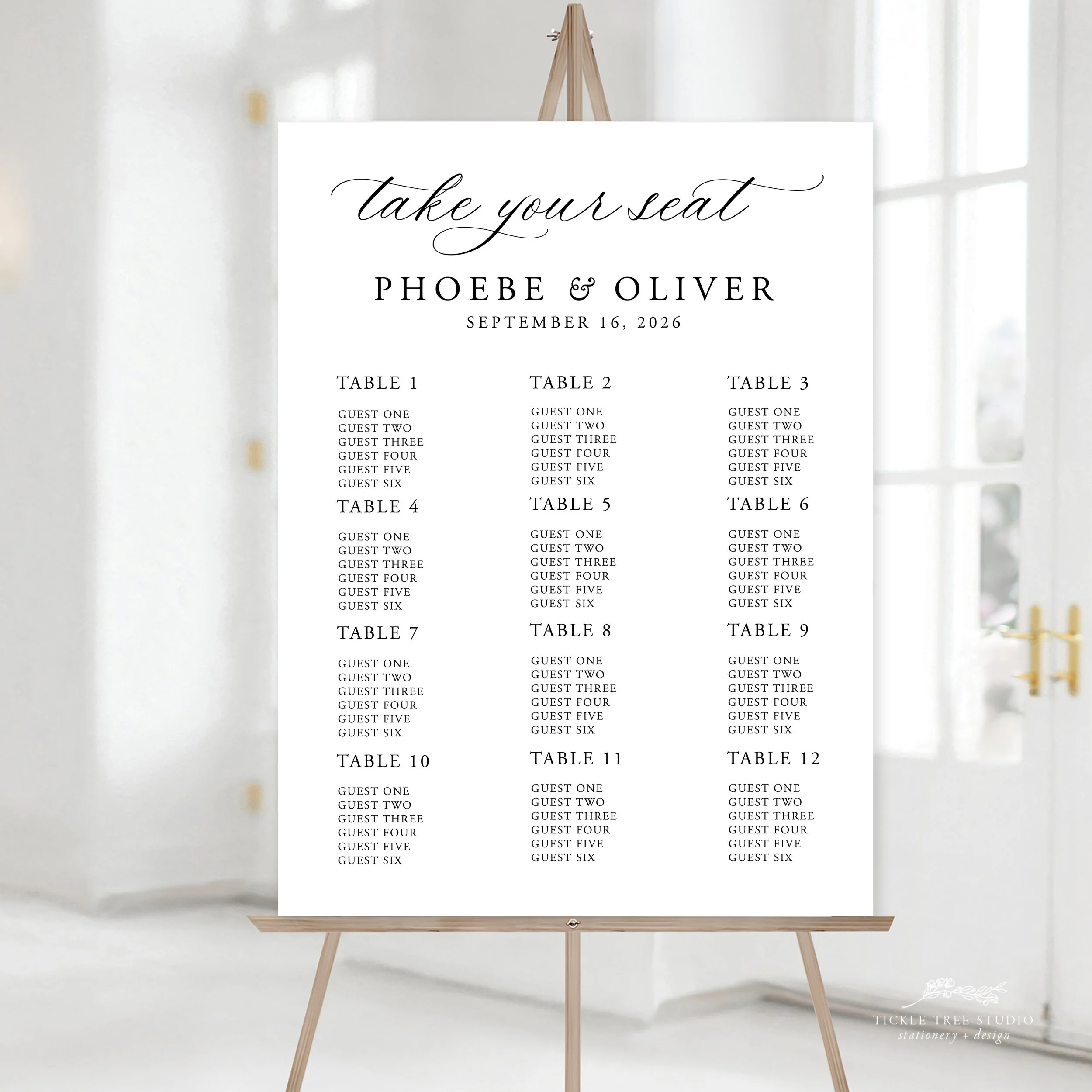 Elegant Wedding Seating Chart Design – Modern Seating Chart Sign - W008