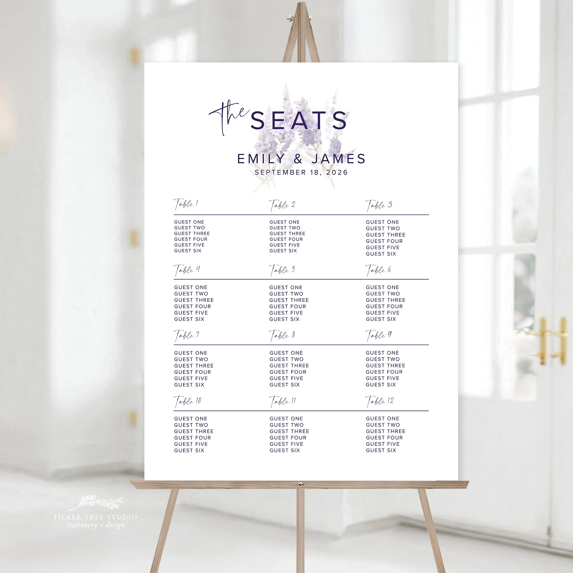 Lavender Wreath Seating/Table Sign - W001