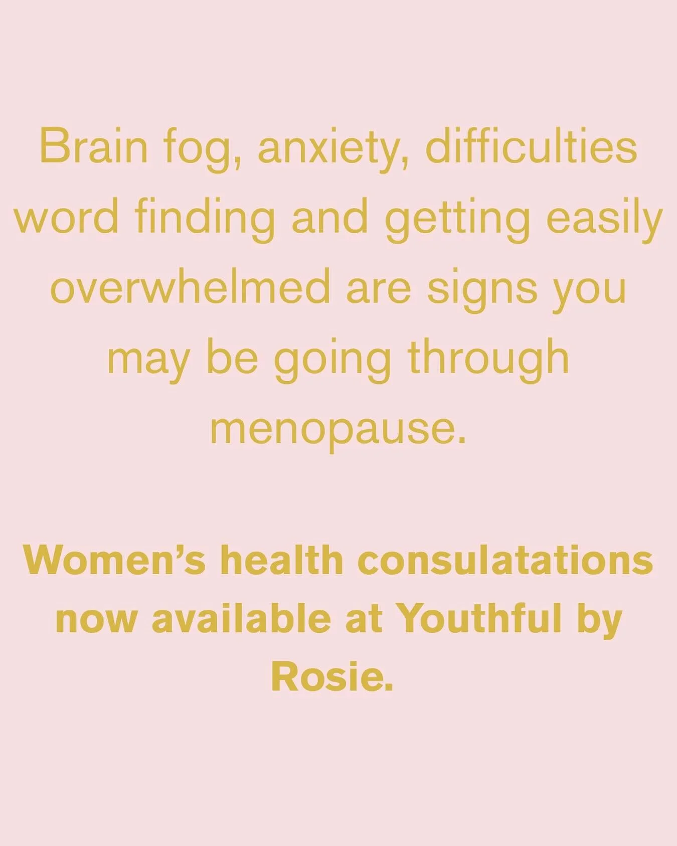 As a health professional with a special interest in women&rsquo;s health, I am very excited to be offering this service.

Women&rsquo;s health consultations now available at Youthful by Rosie.