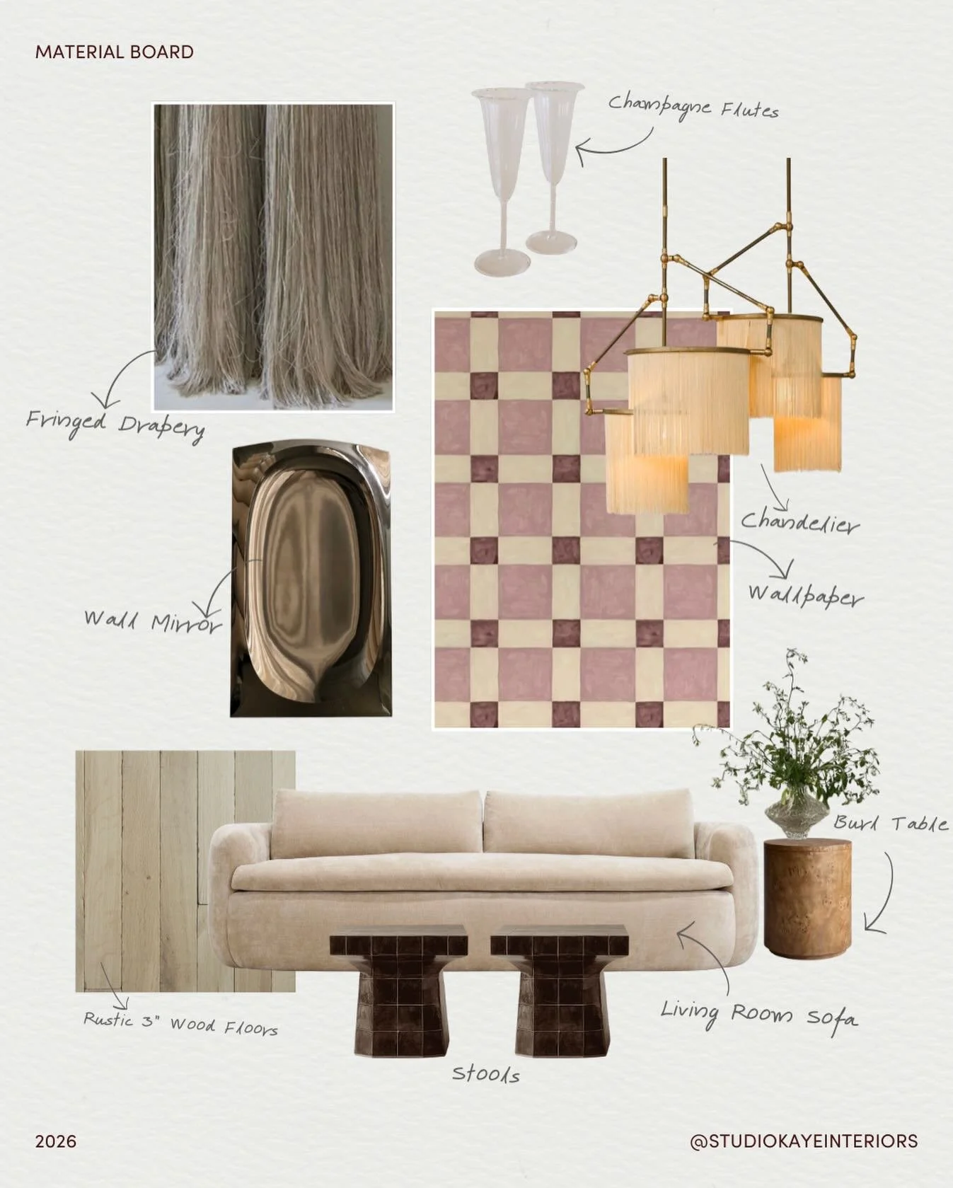 Our last material board got a lot of love, so I thought this would become an ongoing trend for our page. Enjoy a curated space, made by Studio Kaye 🤍

#fyp #interiordesign #interiorstyling #furnitureplan #studiokaye