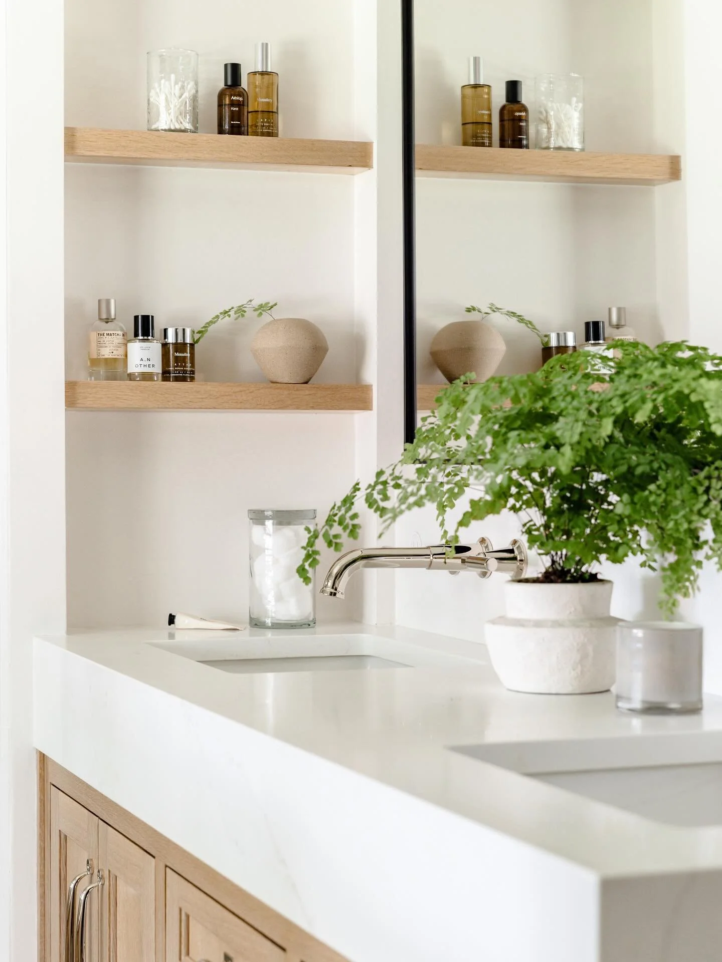 A spa like bathroom. We designed a niche to be set near the sink for additional storage opportunities. 

#spabathroom #interiors #studiokaye #battlegroundwa