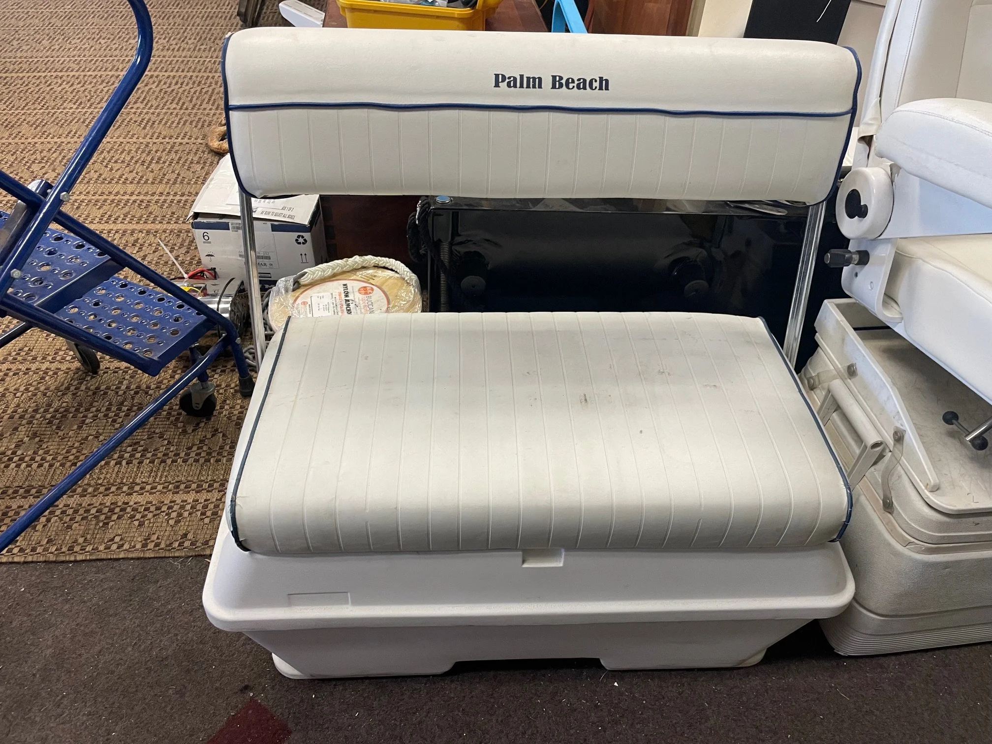 Swing back cooler seat measures Seat measures 32”w x 16”d x 20”h base measures 34”w x 16” d $295.00