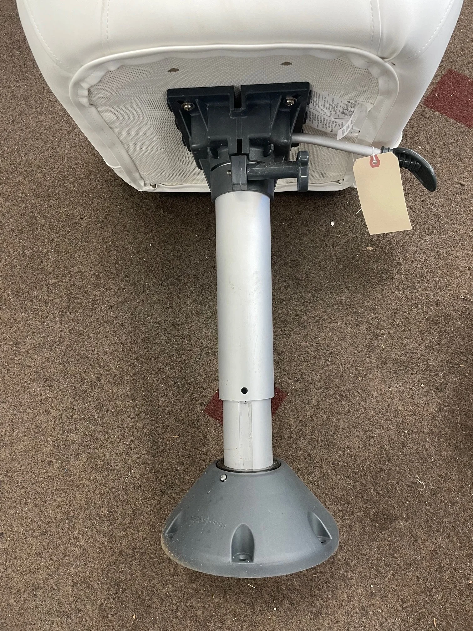 Pedestal seat with adjustable height pedestal and removable base white with grey piping $150.00