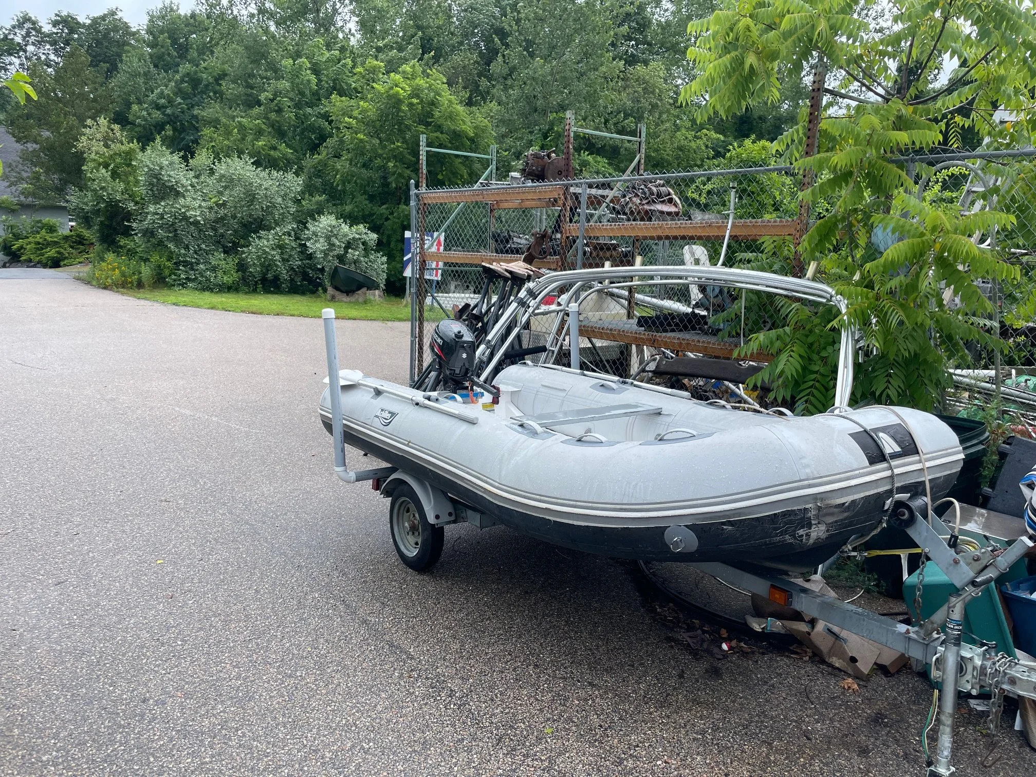 Achilles HB-350LX 11- 6” - 6 person Hypalon RIB with 6 hp Suzuki 4 stroke &amp; trailer includes fuel tank , oars $2900.00