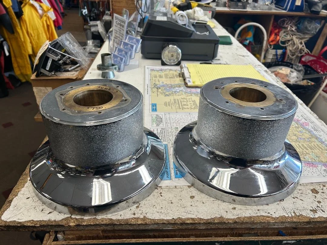 New Lewmar 77 winch drums $950 each received from factory with slight pitting