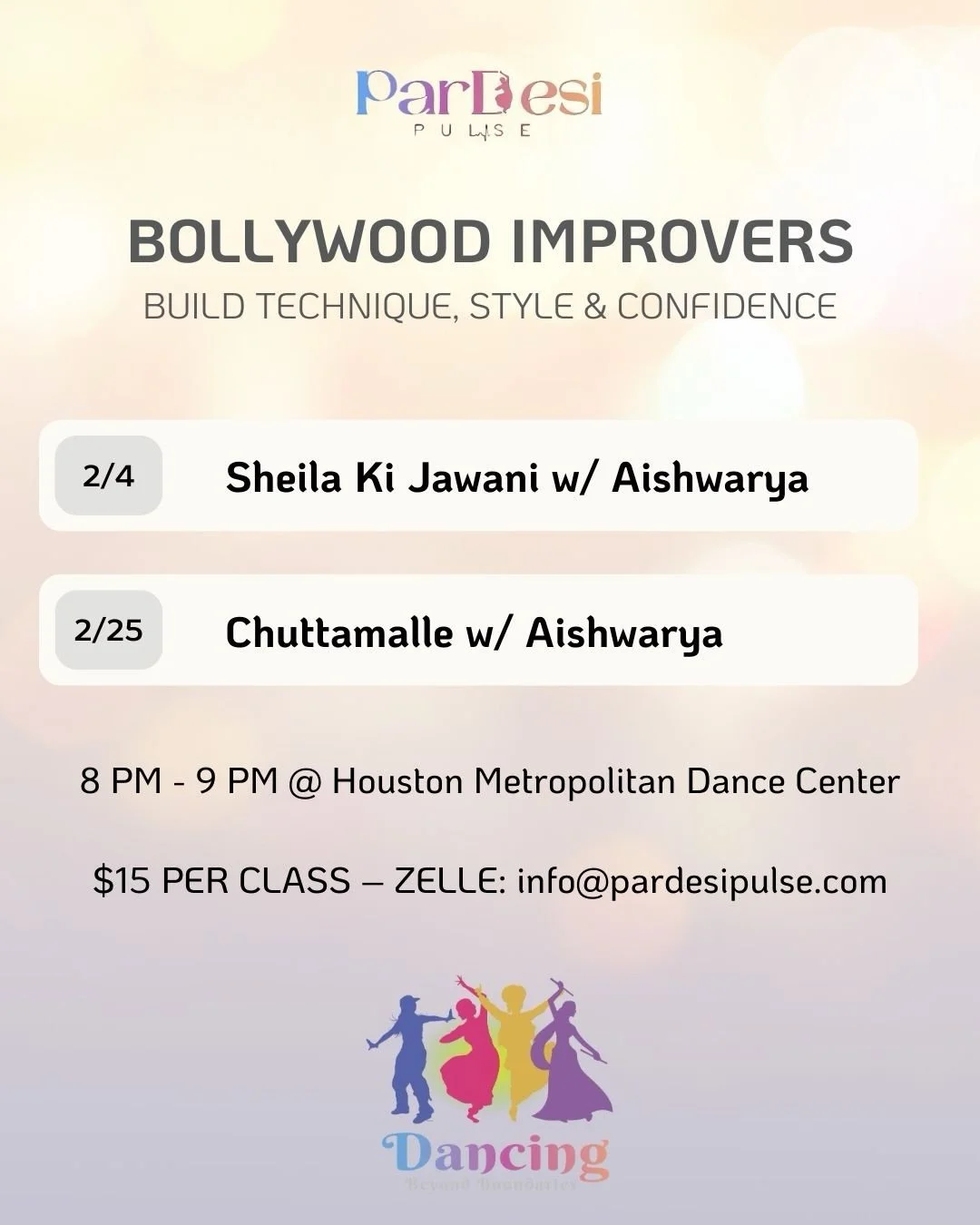 We&rsquo;re launching something NEW ✨
Introducing Bollywood Improvers &mdash; for the first time at ParDesi Pulse 💃🏽

A space to build technique, style, and confidence while dancing to iconic Bollywood tracks.
Join us for our very first sessions wi