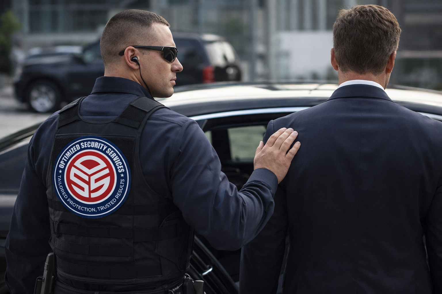 Discreet unarmed security for executive protection in Thousand Oaks—professional suit, earpiece, and defensive tactics ensuring safety at events and travel from Simi Valley-based firm.
