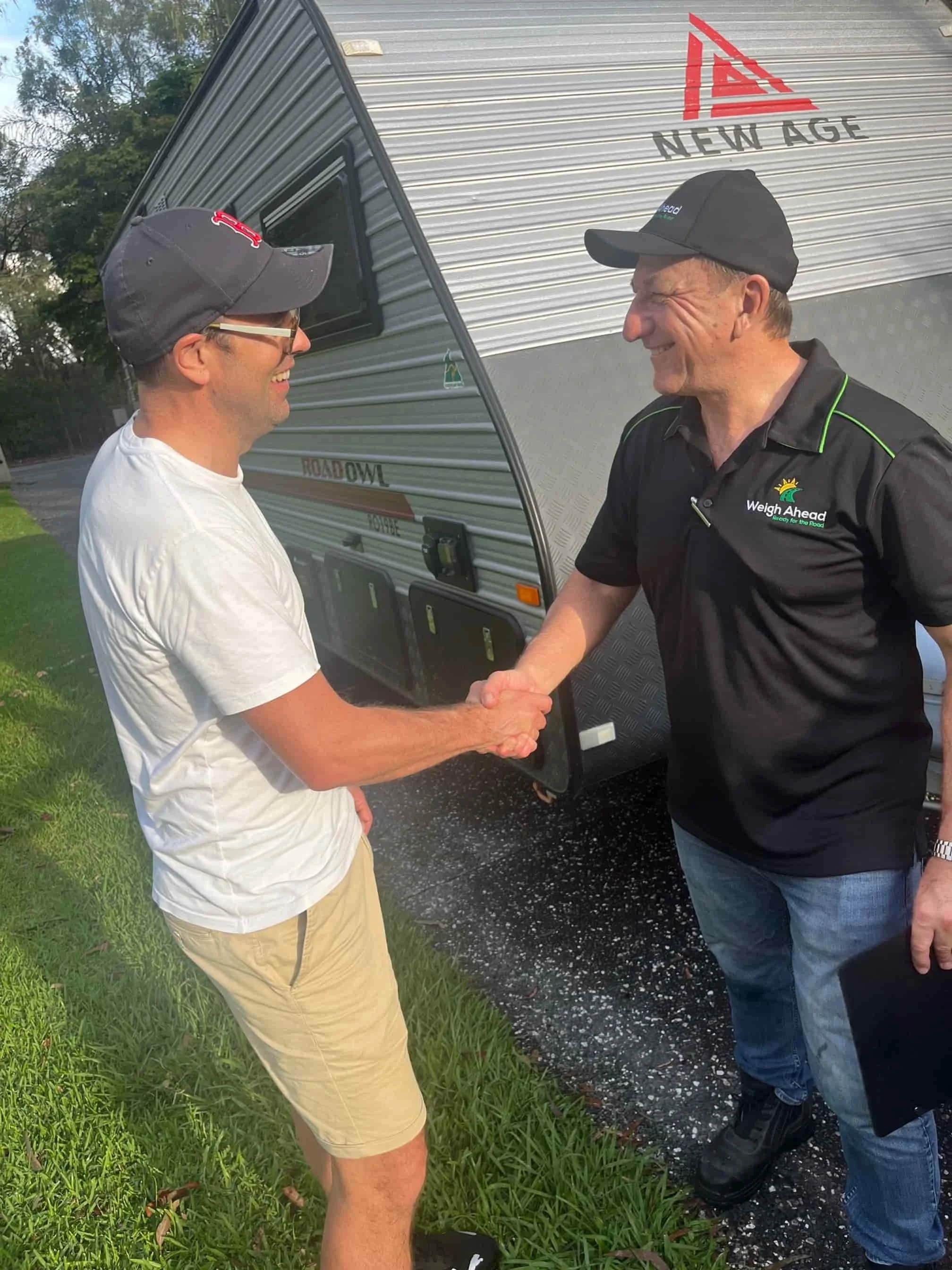 Happy customer Caravan weighed | Mobile Caravan & Vehicle Weighing Service | South East QLD