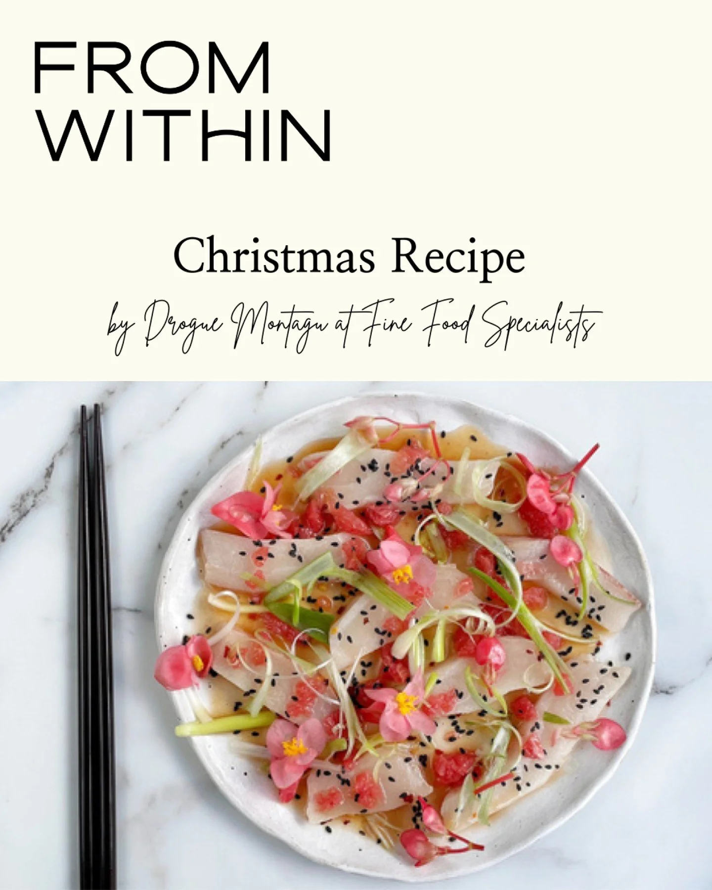 🌟 Kick off your Christmas feast with this elegant Hiramasa Loin Sashimi starter from Fine Food Specialist Drogo Montagu. 
🎄 It&rsquo;s fresh, zesty, and oh-so-delicious, with thin slices of buttery yellowtail kingfish dressed in a vibrant grapefrui