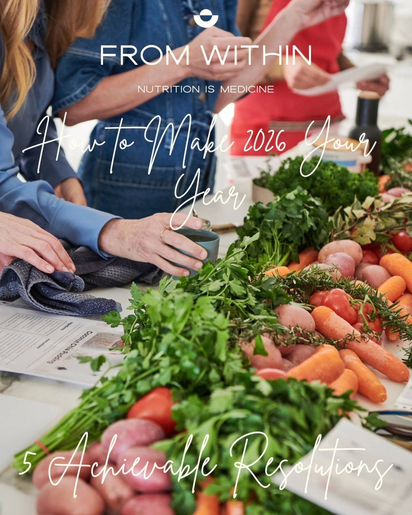 Are you ready to make 2026 YOUR year? Here are 5 achievable resolutions to consider:
🥕🍅 Eat the rainbow daily in fruits and vegetables🚰 Keep well hydrated. Set an alarm if you need to.
💪 Build lean muscle mass.
💚 Live in the present moment.
🧘&z