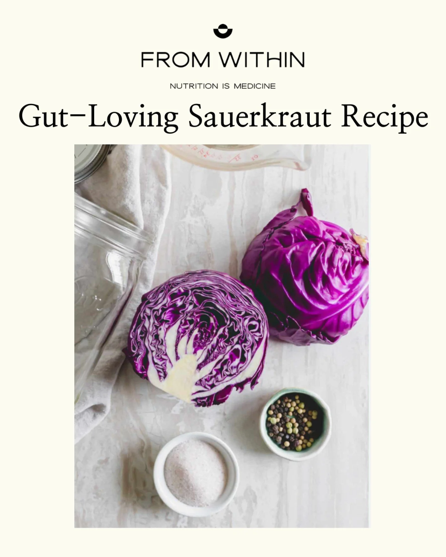 Prioritise Gut Health this year with this super easy, gut-loving Saurekraut Recipe. 

💚 To improve gut health, focus on fermented foods such as sauerkraut/ fermented cabbage, which are rich in probiotics such as Lactobacillus bacteria, and help bala