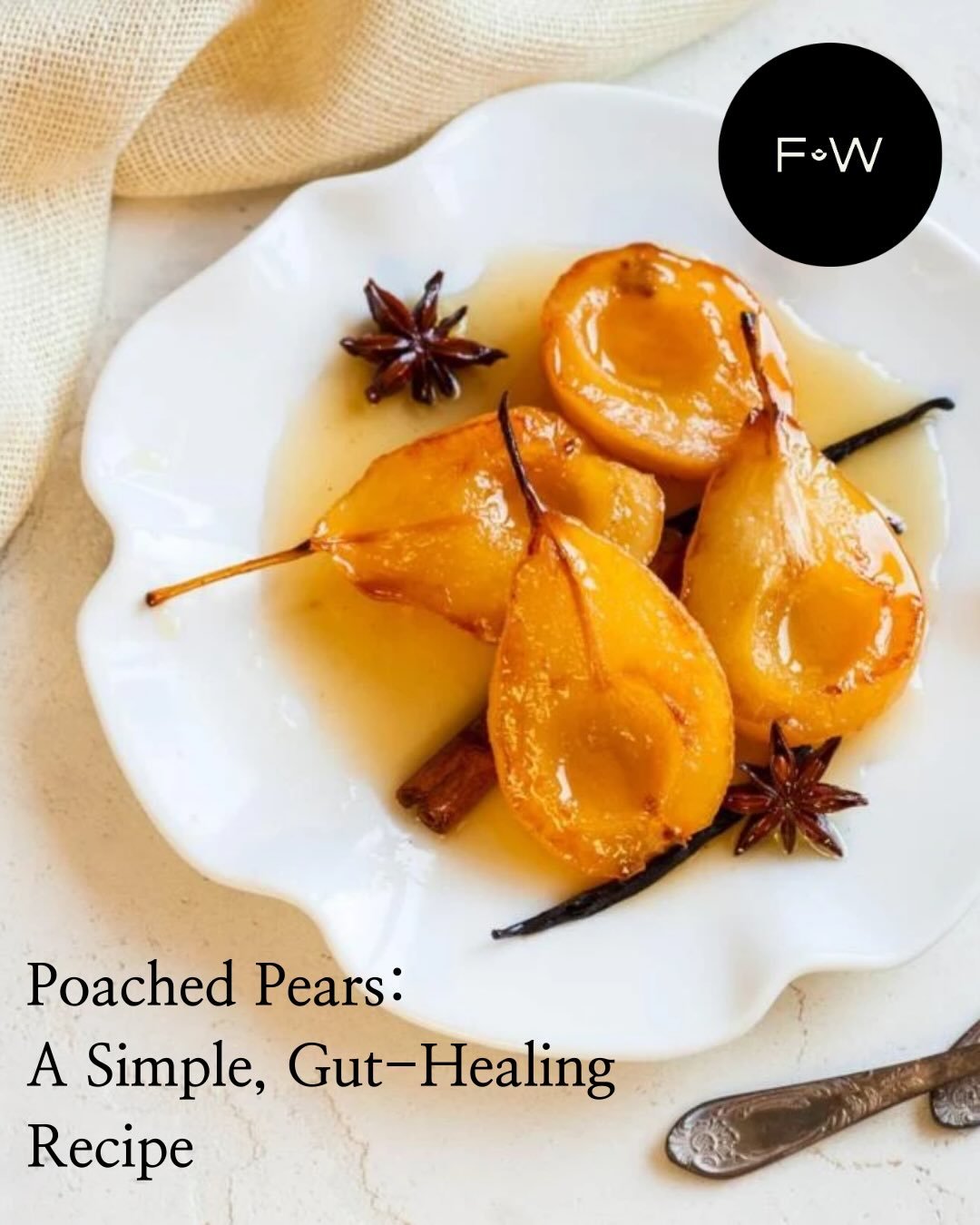 🍐Poached pears are excellent for supporting gut health, as pears are rich in soluble fibre e.g., pectin, which promotes healthy digestion and feeds beneficial gut bacteria. Poaching gently cooks the fruit, making the fibre easier to digest, perfect 