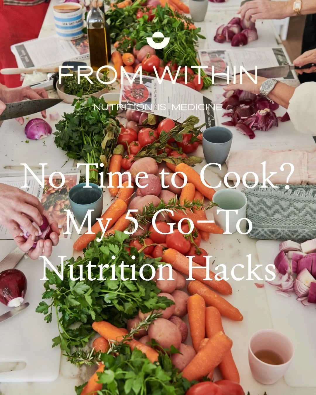 No Time to Cook? Here are my 5 Go-To Nutrition Hacks

🥩Always Stock 5 Proteins
🥗Dedicate 1 hour to veggie prep on reset day
🍚Batch cook grains &amp; freeze portions
🥦Roast or steam a big tray of veggies during prep
🥑Keep 3-4 Healthy Fats Stocked