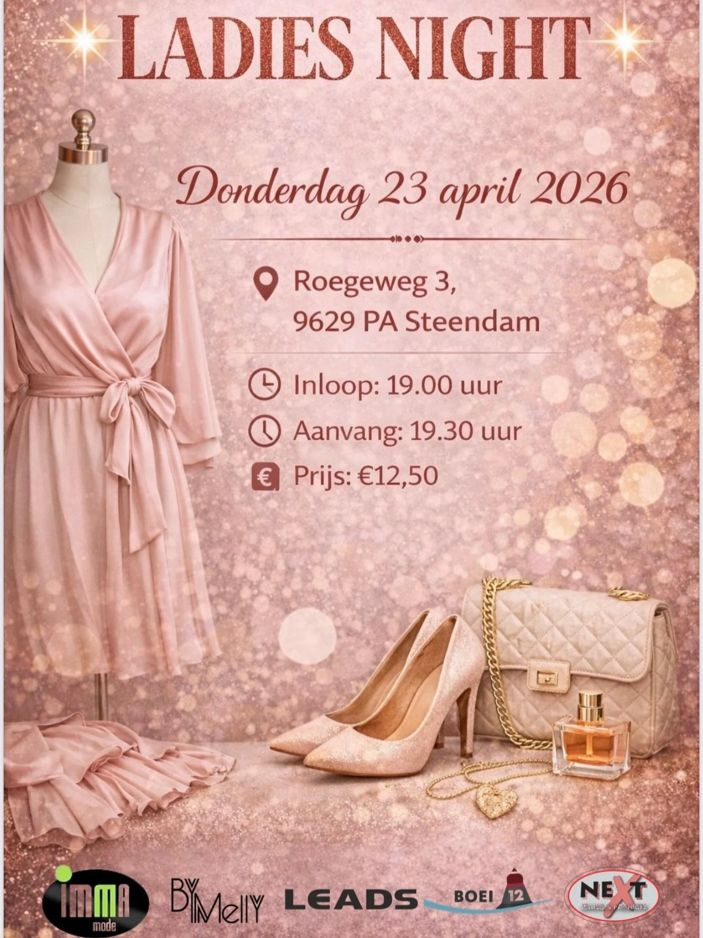𝔽𝕒𝕤𝕙𝕚𝕠𝕟𝕤𝕙𝕠𝕨 ℒ𝒶𝒹𝒾𝑒𝓈 𝒩𝒾𝑔𝒽𝓉 

In Boei 12 showen modellen van Nikedemoteam voor  Imma, Next, ByMelly en Leads hun nieuwste voorjaarscollecties. 

Laat je inspireren door verfijnde looks, dans door nikedemoteam en gezellige sfeer. 

K