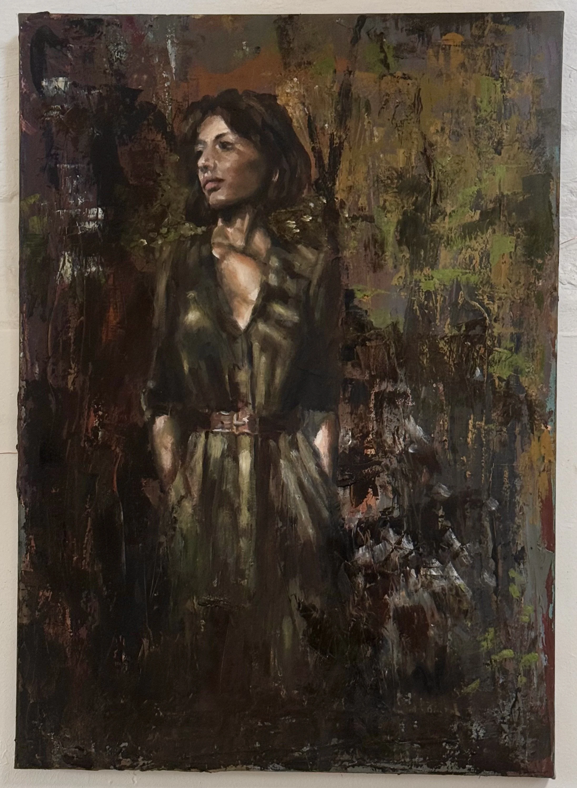 Woman in forest - oil on canvas