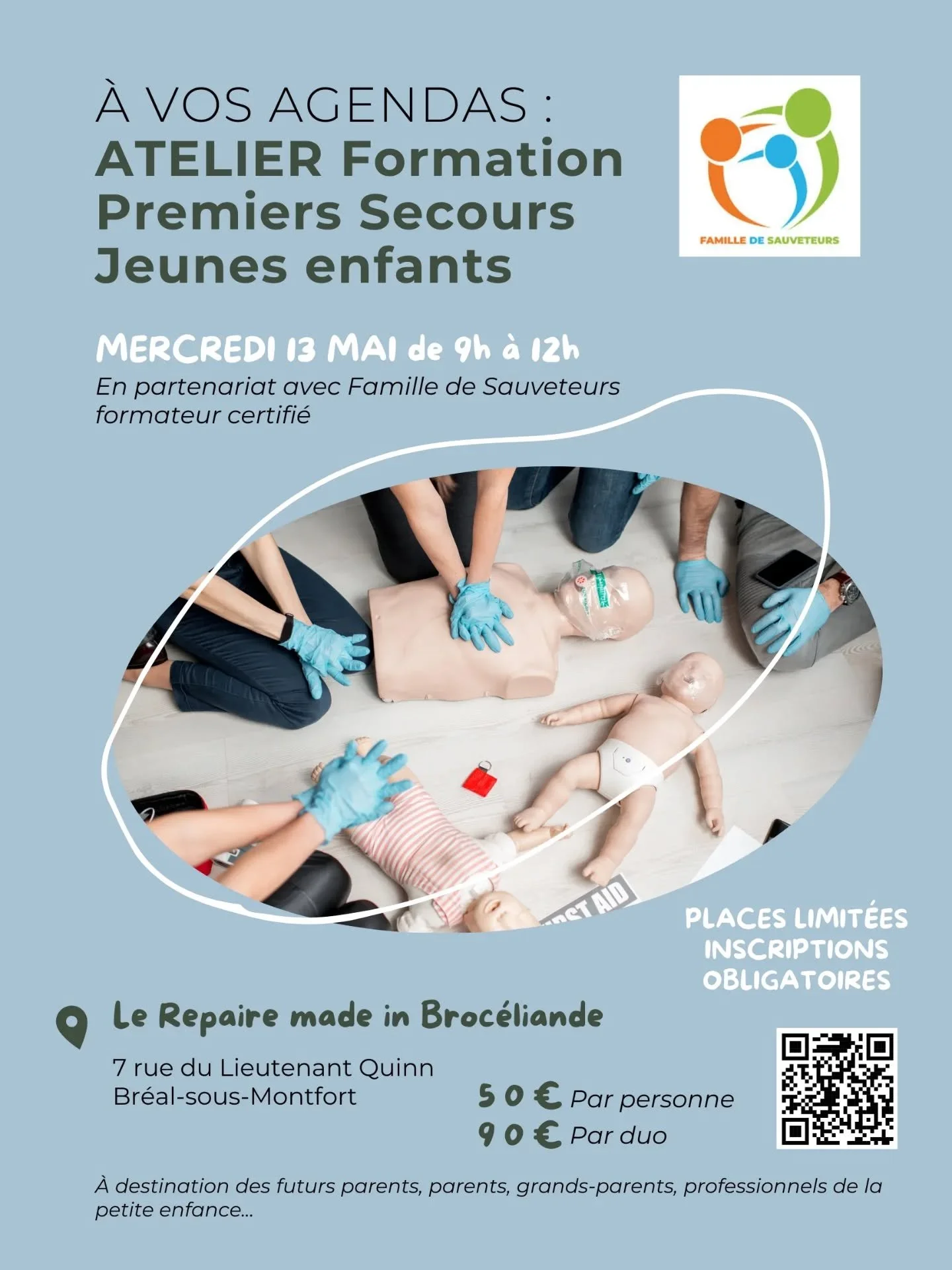 Premi&egrave;re &eacute;dition &agrave; Breal-sous-montfort !

Atelier de premier secours jeune enfant, &agrave; destination des parents, futurs parents, grands-parents...

Une formation propos&eacute;e par &Eacute;douard de @familledesauveteurs35 fo