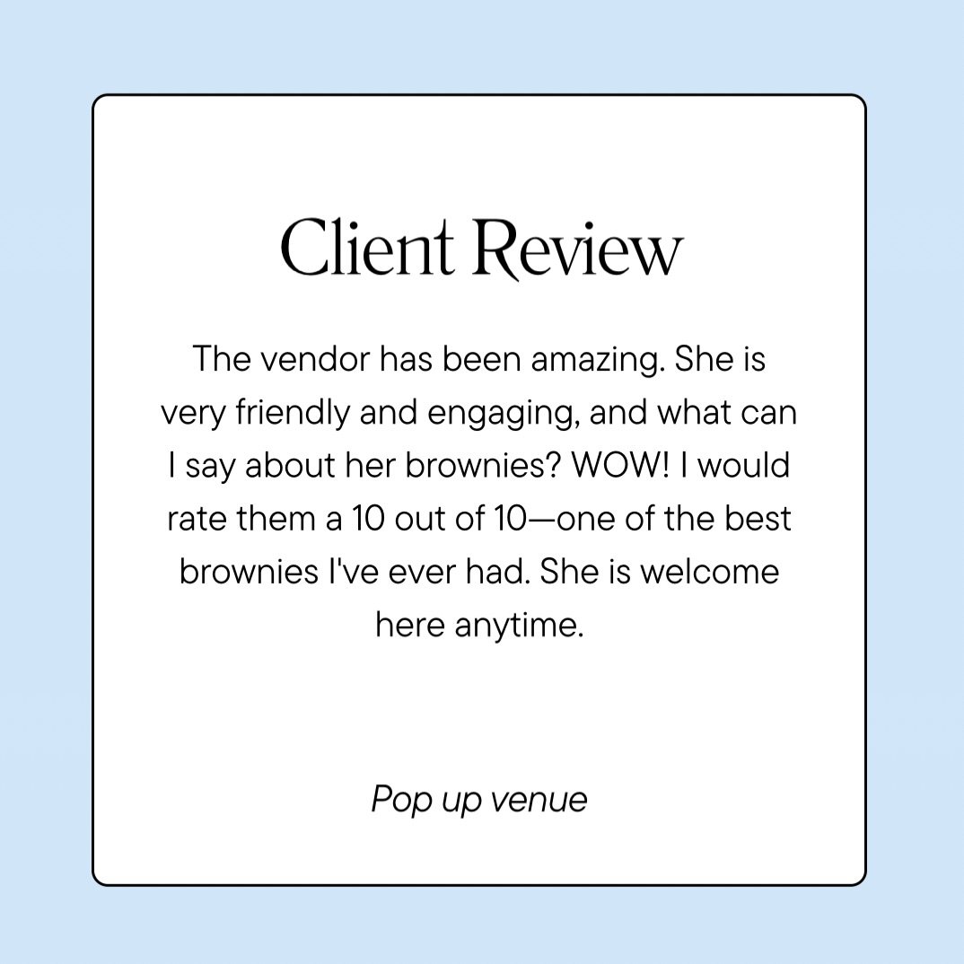 After a bit of a tough week last week, it just makes things feel so much nicer when I get feedback! This was from yesterdays pop up - looking forward to being back next month 🤩🍪🩵

@vendorbookinguk