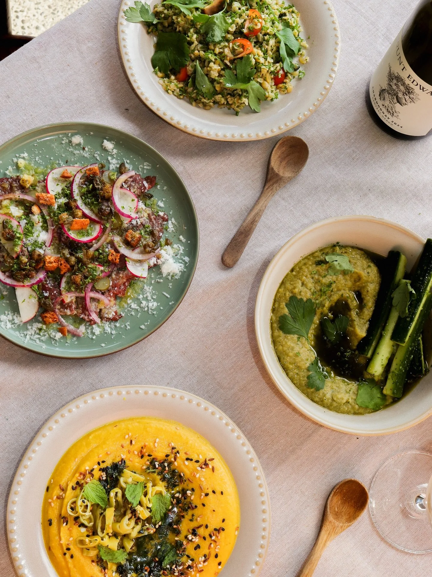 A table full Mediterranean soul.
Seasonal plates made to share, savour, and linger over with a local wine from Mount Edward on the table. 

Join us at Sofi 

#mediterranean #wanaka #slow #lakefront