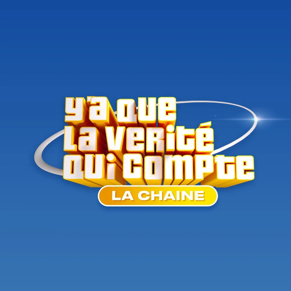 Logo coloré de l'émission de télévision 'Y a que la vérité qui compte' avec la mention 'La chaîne' sur un fond bleu.