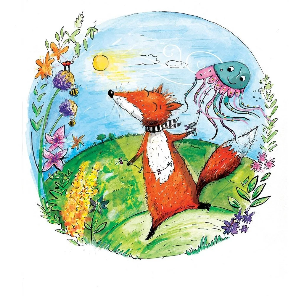 Fox in the day illustration
