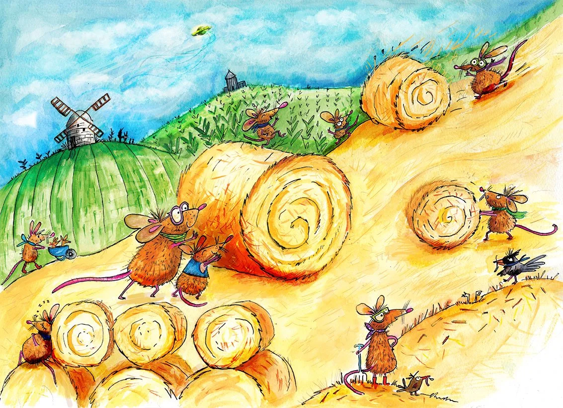 mice in a cornfield chaos illustration