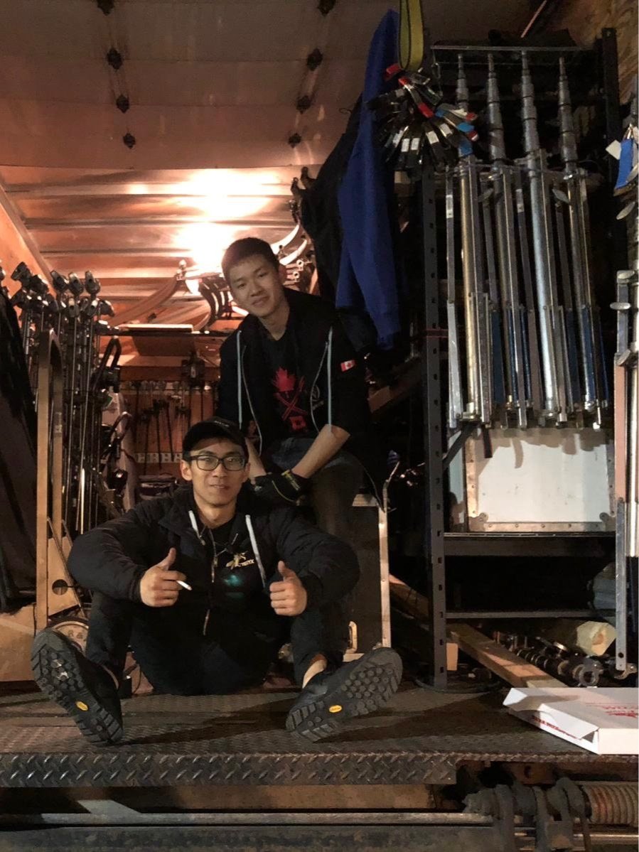 In the gear truck with my best friend