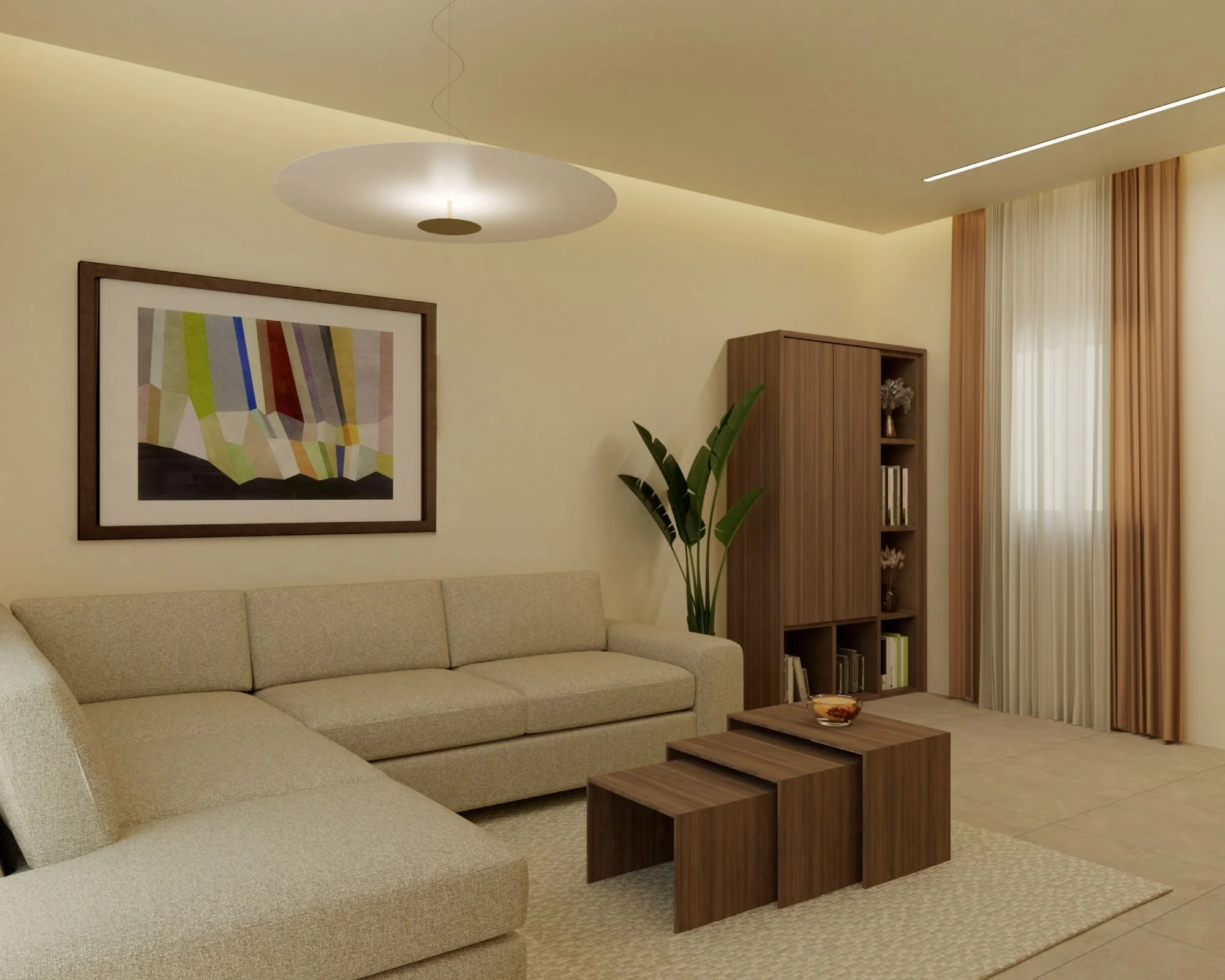 A living room designed to maximize it's functionality whilst maintaining it's aesthetic