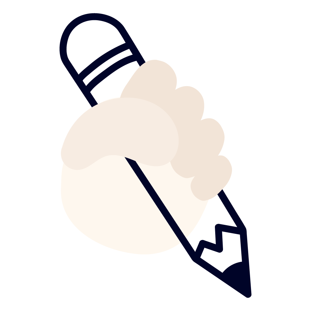 Main cartoon qui tient un crayon