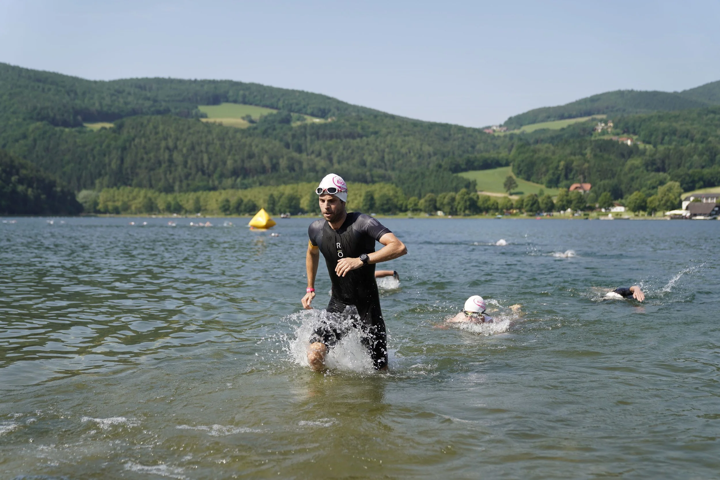 Athlete exiting the water