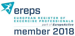 Ereps logo with the text 'European Redistributer of Exercise Professionals' and 'Member 2018'.