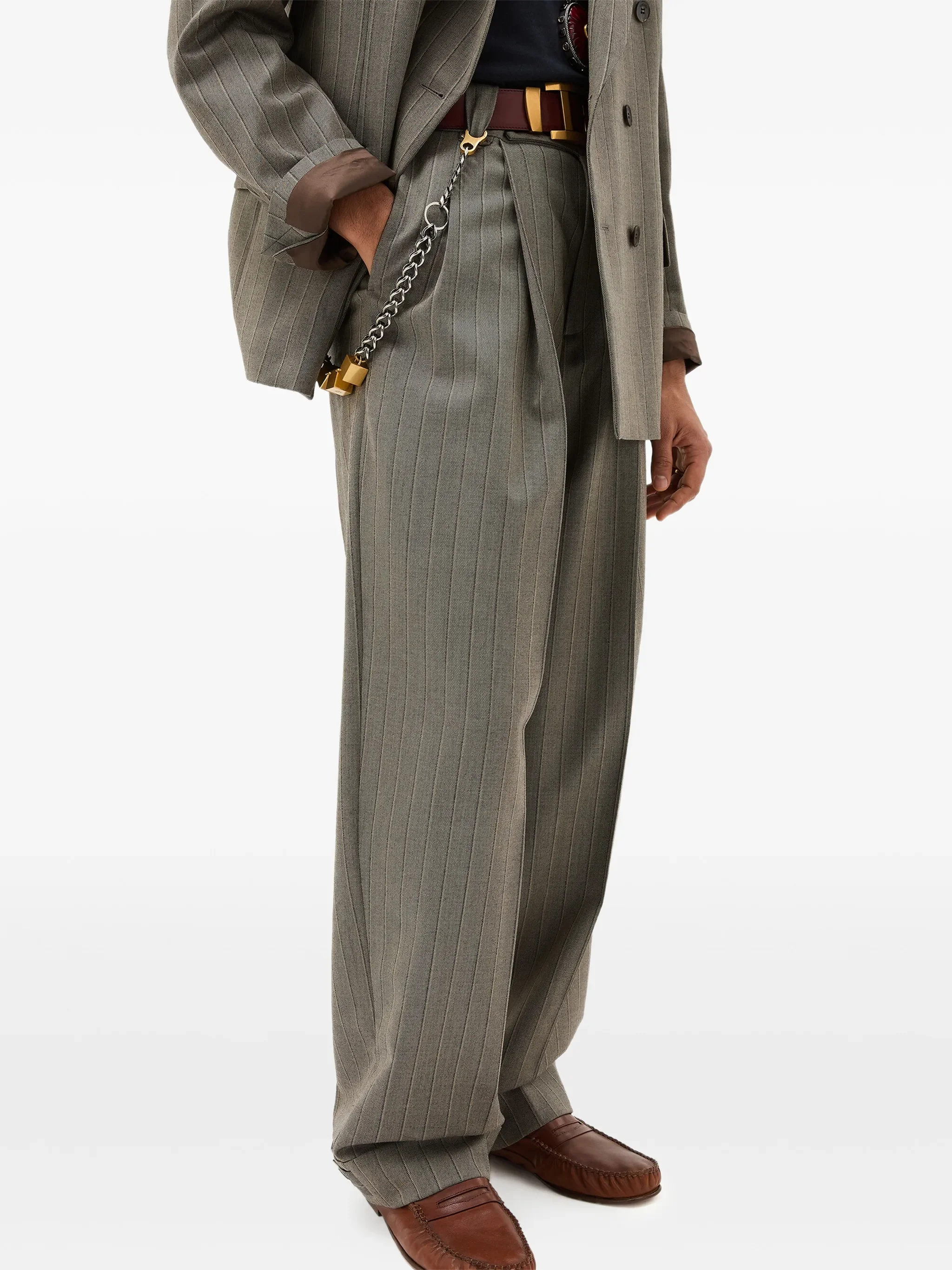 Versace - Pinstripe Wool Twill Oversized Pants