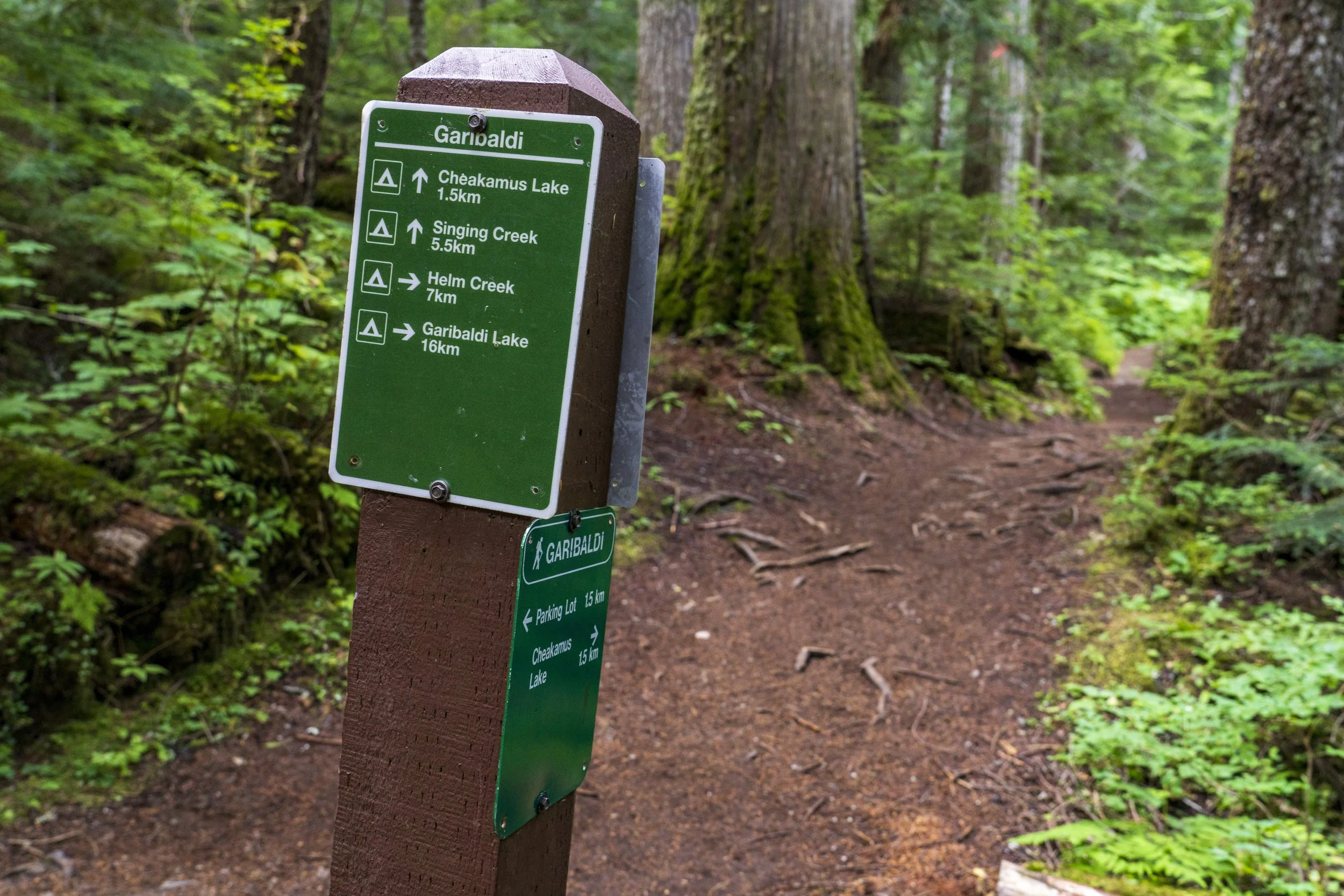 Garibaldi Provincial Park trail sign, Squamish- Lillooet District