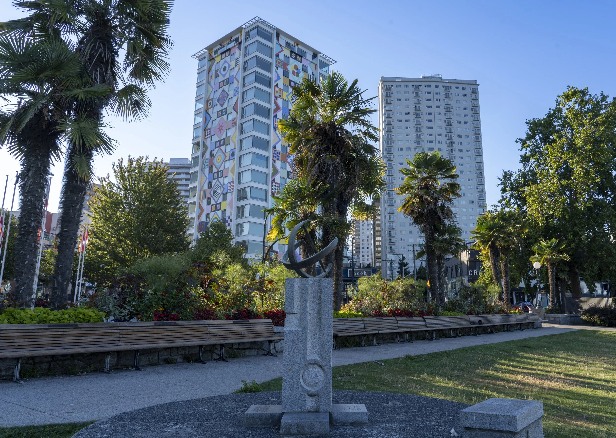 English Bay Beach view of Denman St., Vancouver