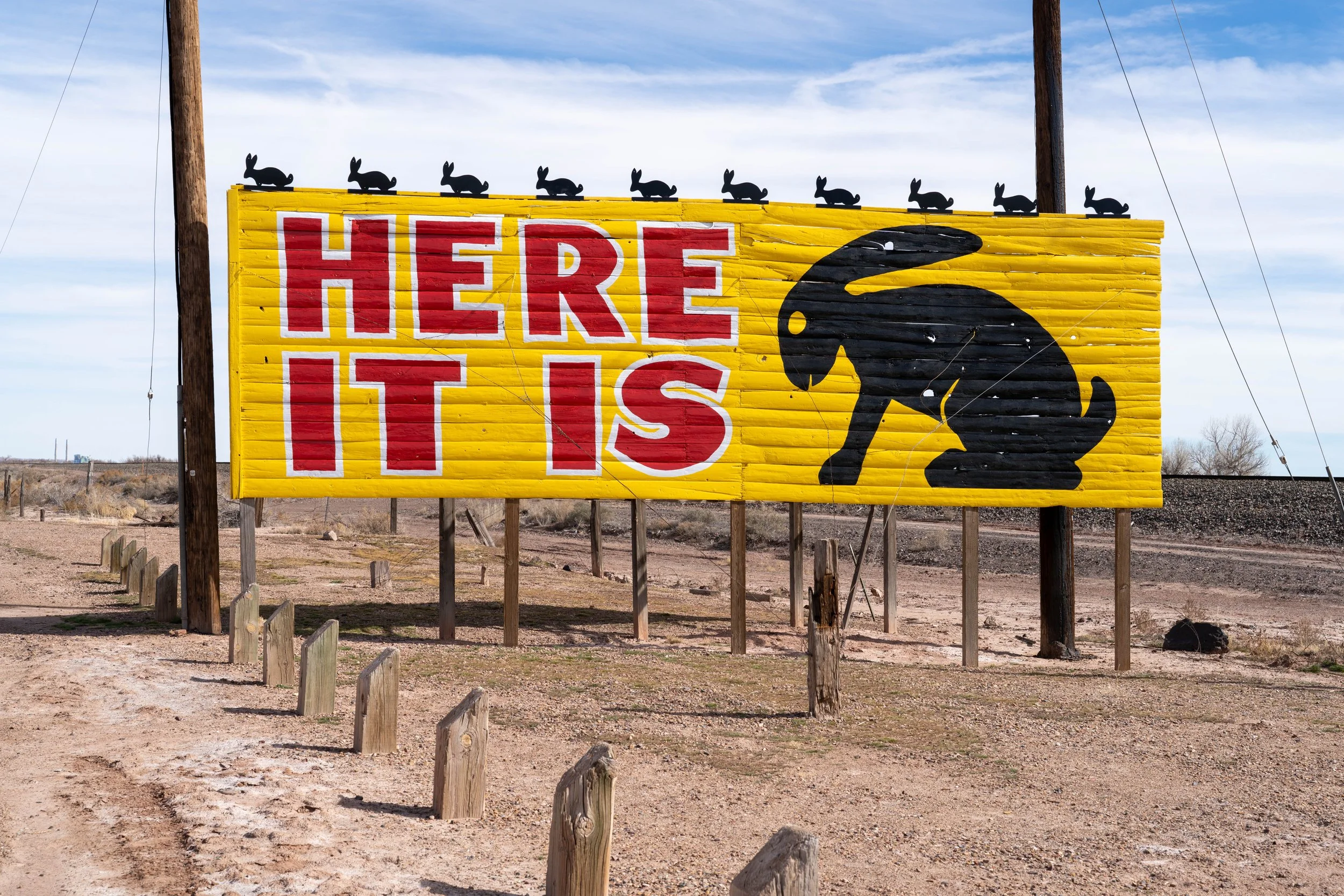 Jackrabbit Trading Post sign, circa 1949