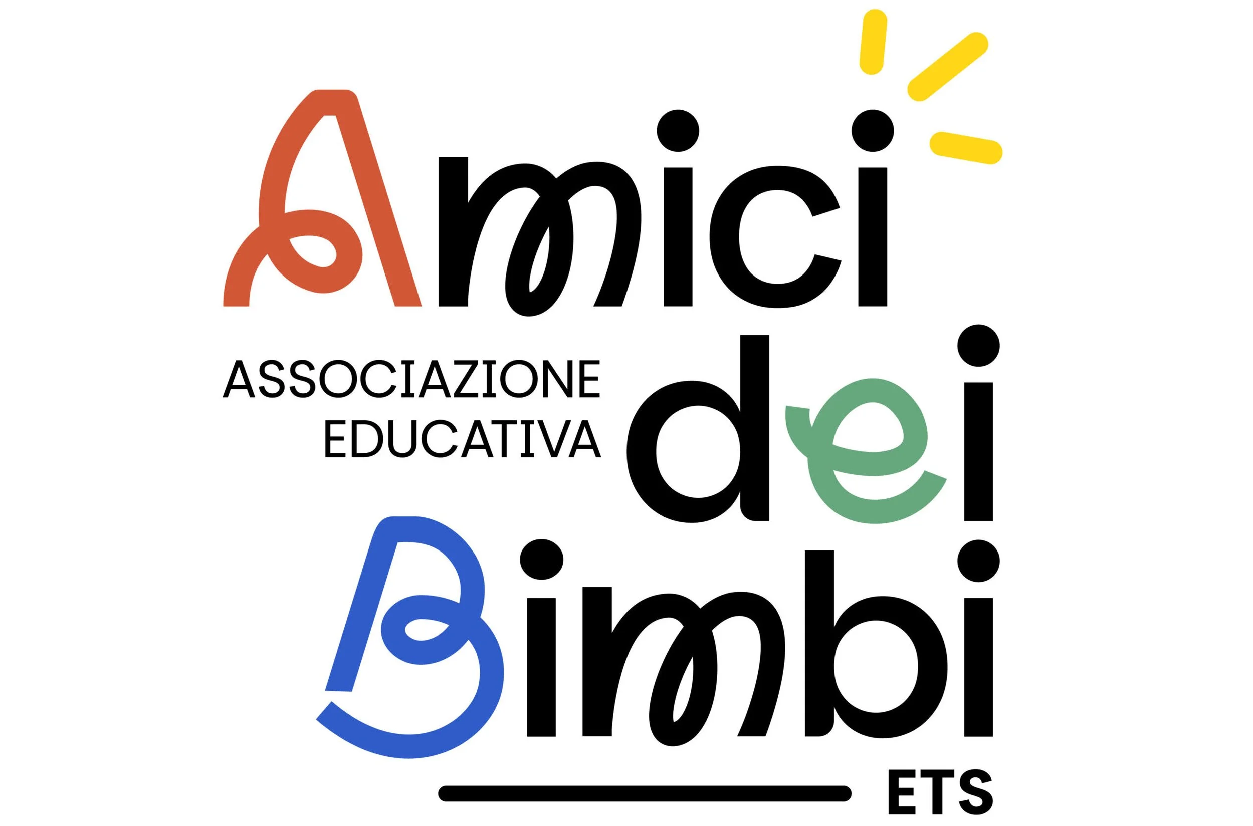 Logo dell'associazione educativa Amici dei Bambini con testo colorato e stilizzato