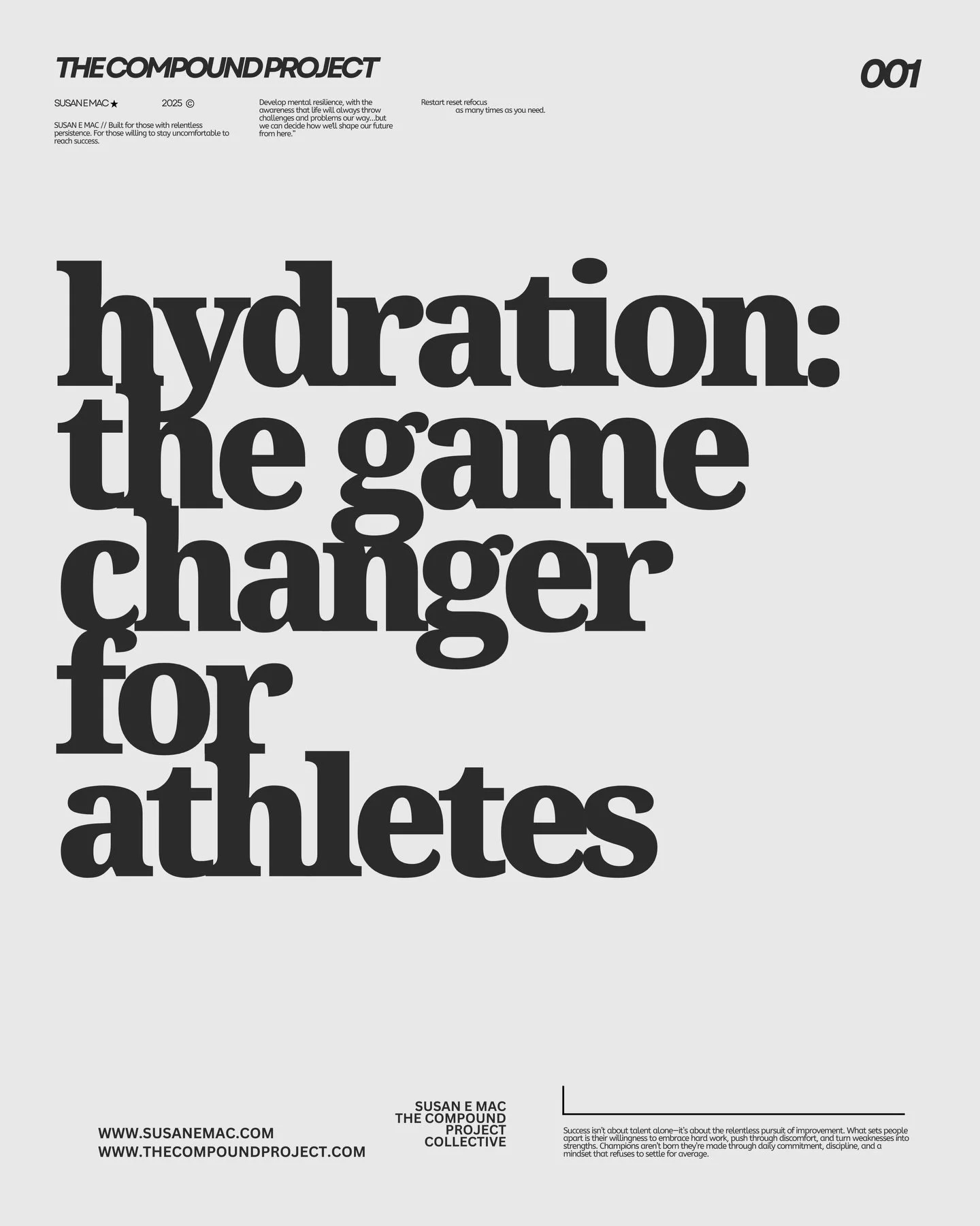Hydration: The Game-Changer for Athletes

Staying hydrated is one of the most important things you can do to maintain health and performance!

✅ Most athletes need 90&ndash;120 oz. of fluid per day + minerals lost through sweat.

Simple tips to stay 