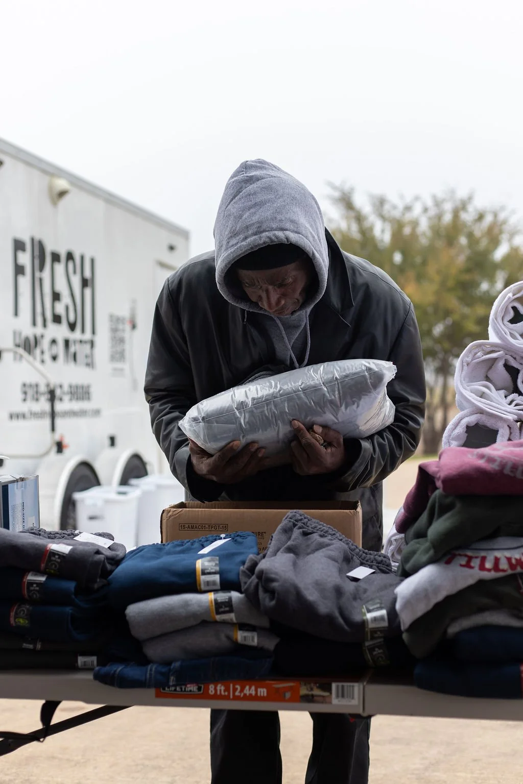 Receiving Warm clothing