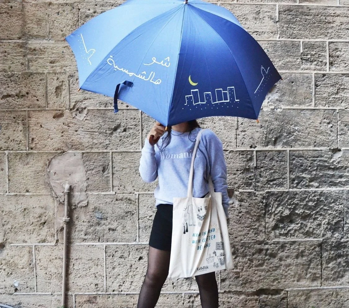 Lebelik x Esmod Lebanon, Beirut, Umbrella with Lebelik tote bag.jpg