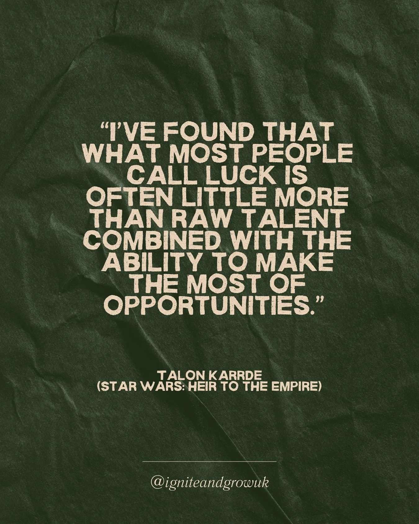 Just because it&rsquo;s from Star Wars doesn&rsquo;t make it any less true.

Yes, I&rsquo;m a fan&mdash;but this quote nails a truth that so many of us overlook:

When it comes to business (and many other things in life), &ldquo;luck&rdquo; isn&rsquo
