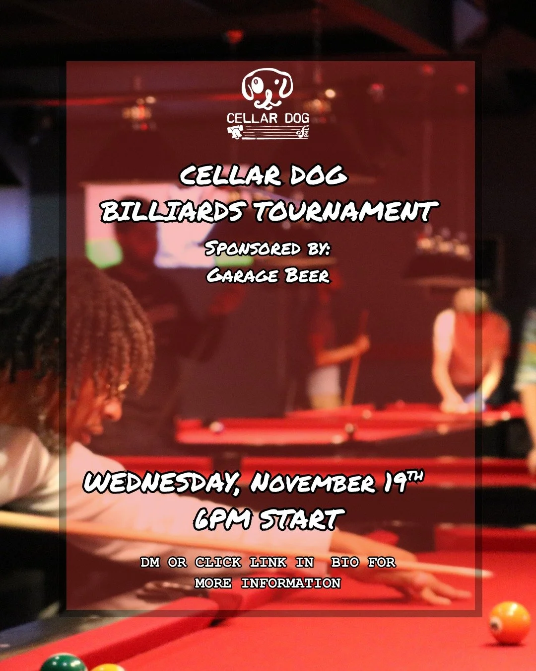 Billiards are back!
 
Join us on Nov 19th for a night of billiards, beer, &amp; more!

🎱 Sign up link in bio🎱