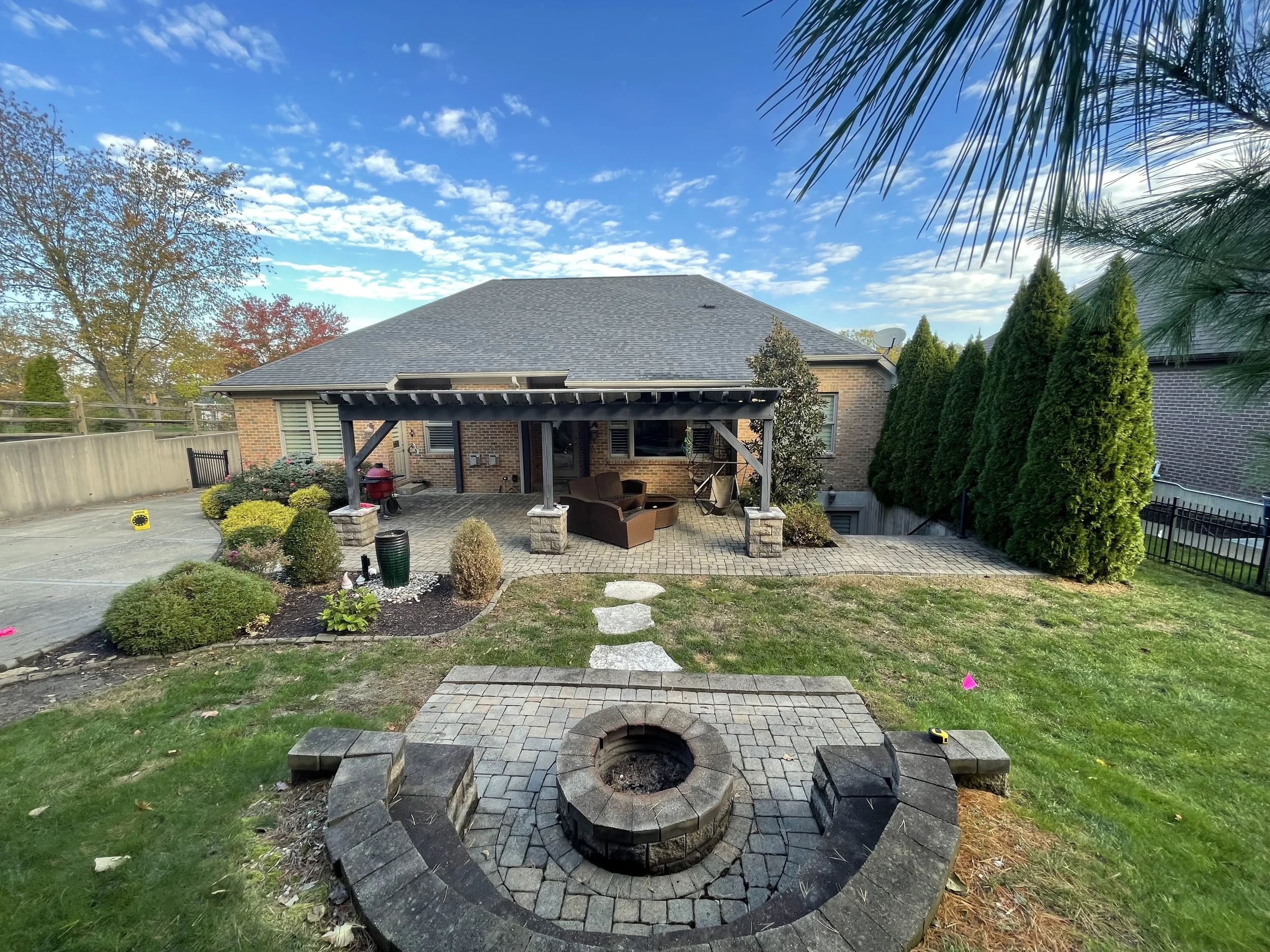 Before photo of an unfinished outdoor living space prior to design and installation in Cincinnati, Ohio.