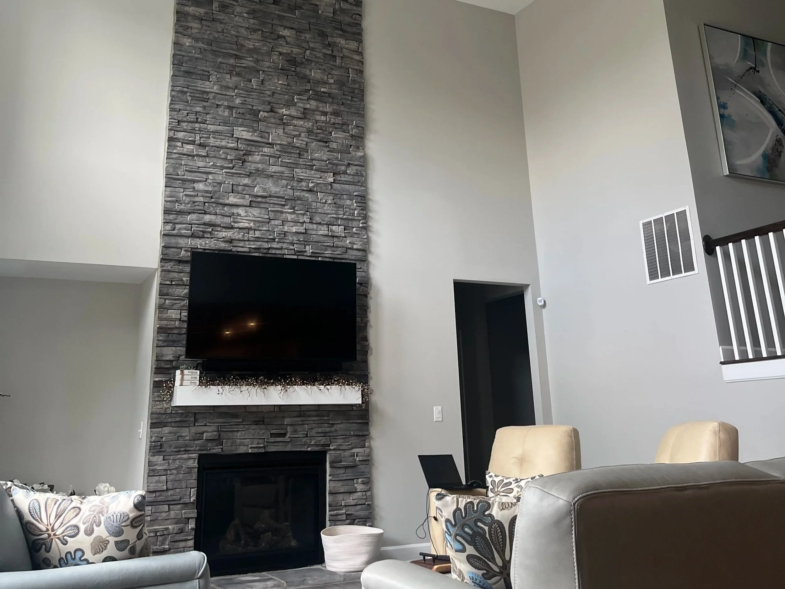Before photo of a living room prior to interior remodel in Cincinnati, Ohio.