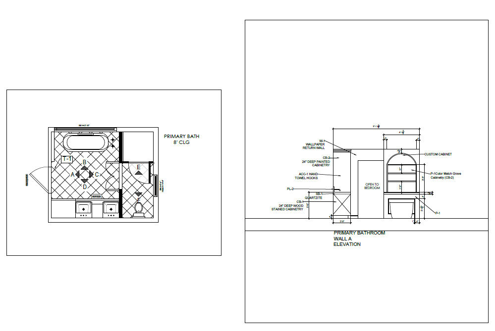 Elevations for a master bathroom remodel