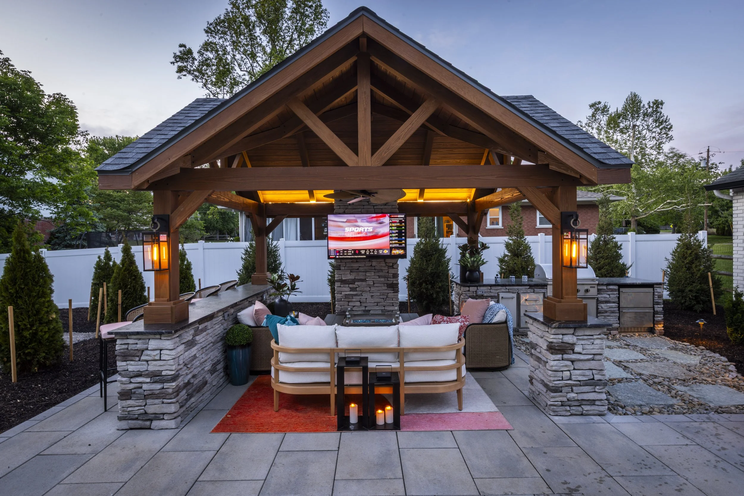 The finished result: a custom outdoor living space designed and installed in Cincinnati, Ohio.