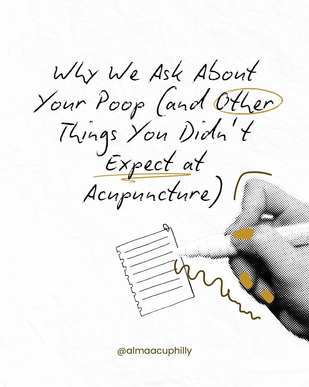Are you surprised that your Acupuncturist wants to talk about your 💩, sleep, or even your cold hands and feet? 

We consider little details BIG clues ‼️Helping us come up with the perfect treatment plan to encourage body to heal.

So at your next vi
