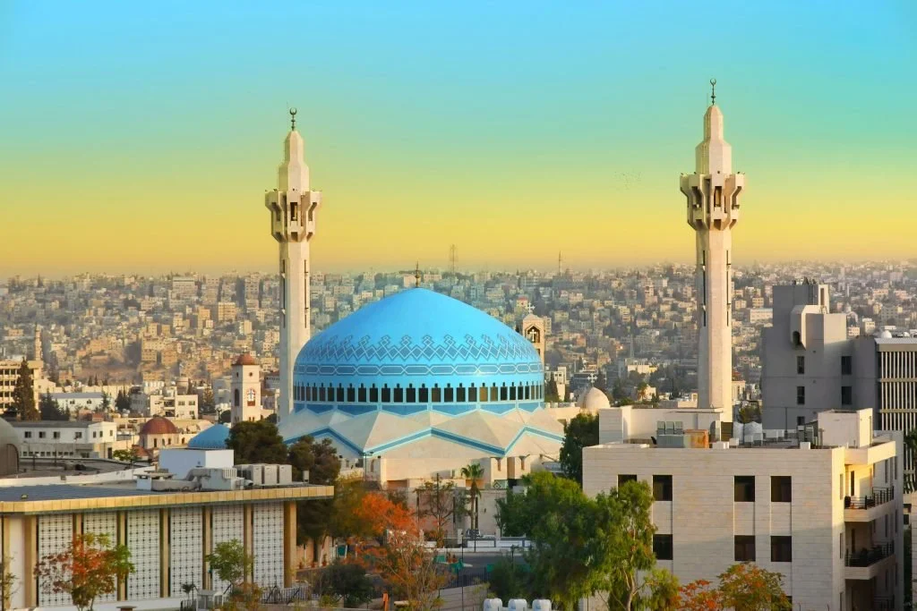 Amman bij zonsondergang