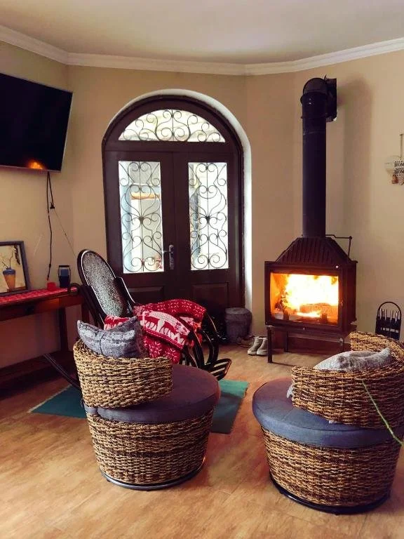 Open haard in een guesthouse