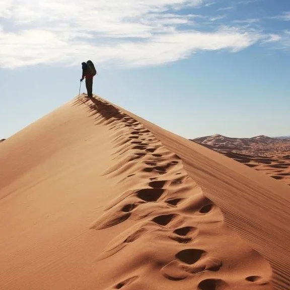 Hiker in de Sahara