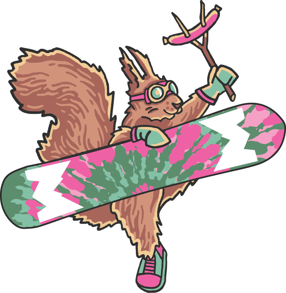 a snowboarding squirrel
