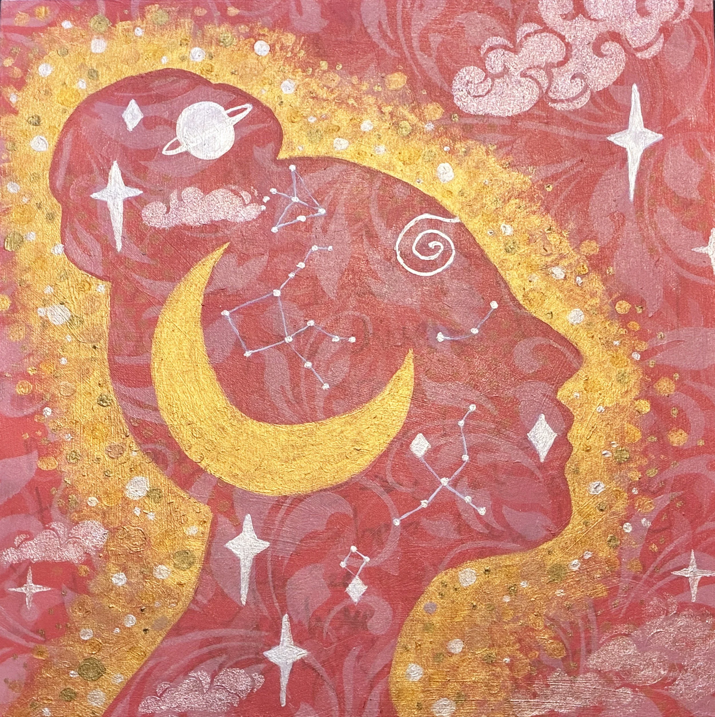 Head Full of Stars by Kathy Harmon-Luber - red, orange, pink, and white.